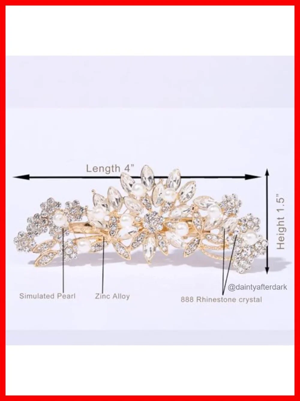 Crystal Rhinestone Pearl Hair Comb Gold Wedding Hair Pin Accessory